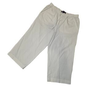 EUC Gloria Vanderbilt white, cotton, wide‎ leg with slit, capri pants sz M